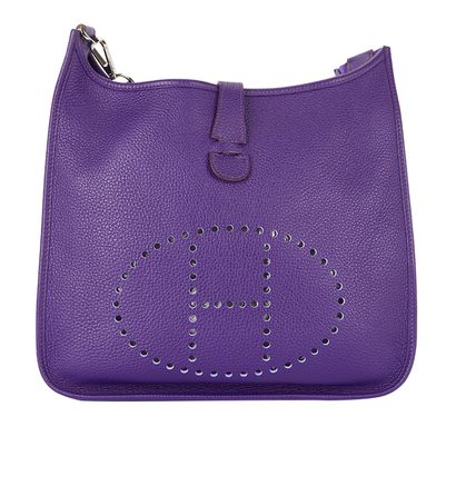 Hermes Evelyne PM, &pound;2,500, Handbags, Purple, Leather, Front view